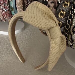 Tan Woven Bow Headband NWOT